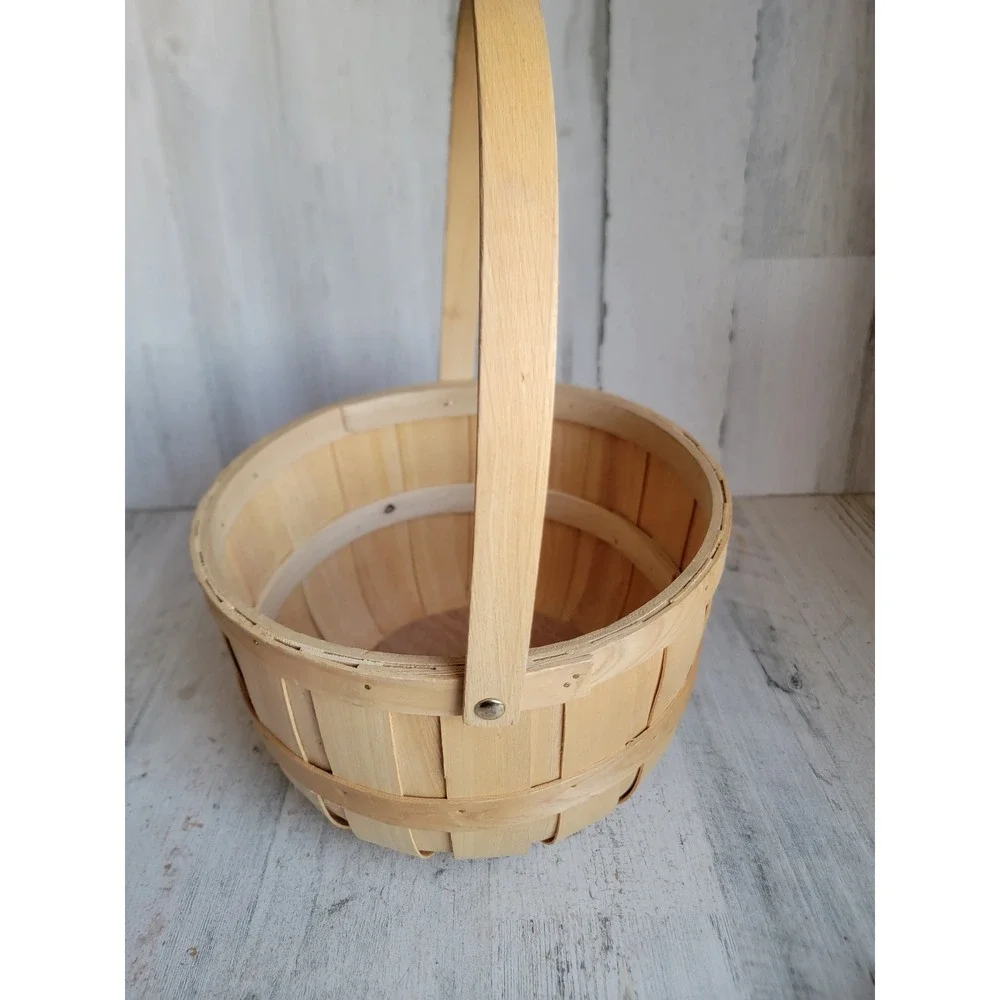 Vintage style‎ bushel basket picnic round home decor storage tan